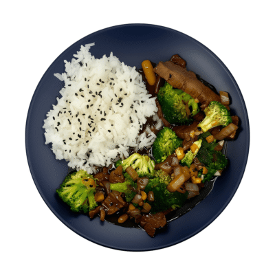 Beef and Broccoli over Sesame Lo Mein Noodles