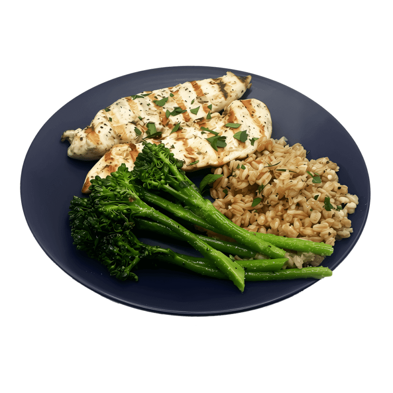 Grilled Souvlaki Chicken with Garlic Farro and Sauteed Broccolini - Image 2