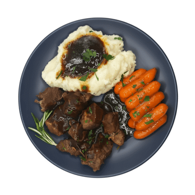 Herb Roasted Lamb w_Garlic Mash and Glazed Baby Carrots