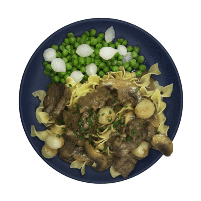 Savory Beef Stroganoff with Sweet Peas and Pearl Onions