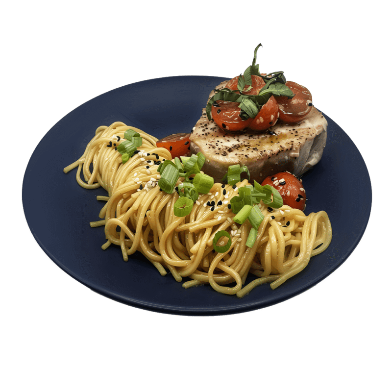 Seared Tuna with Asian Balsamic Tomato Glaze over Soba Noodles - Image 2